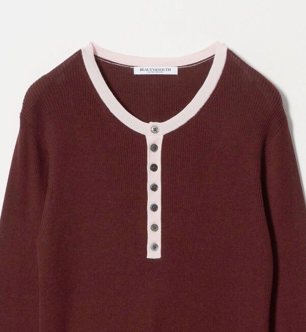 BEAUTY&YOUTH UNITED ARROWS「バイカラー ヘンリーネック リブ ニットプルオーバー ウォッシャブル」|ニット・セーター|