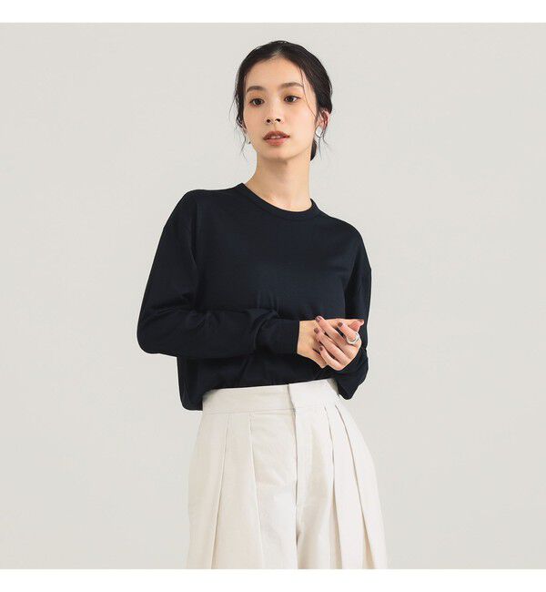 Demi-Luxe BEAMS 「【別注】SLOANE / ウール クルーネック ロングスリーブ プルオーバー」|Tシャツ・カットソー|BLACK