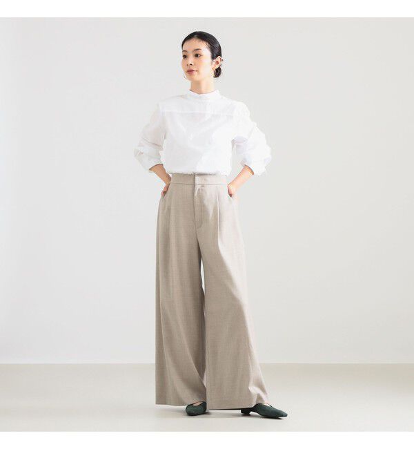 Demi-Luxe BEAMS 「AK+1 / シャンブレー ハイネック ブラウス」|シャツ・ブラウス|