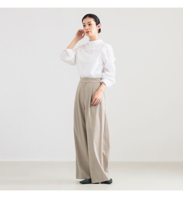 Demi-Luxe BEAMS 「AK+1 / シャンブレー ハイネック ブラウス」|シャツ・ブラウス|