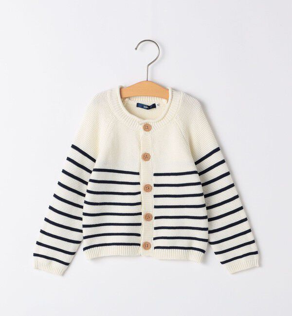 SHIPS KIDS「SHIPS KIDS:85～95cm /〈洗濯機可能〉ボーダー カーディガン」|カーディガン|ネイビー