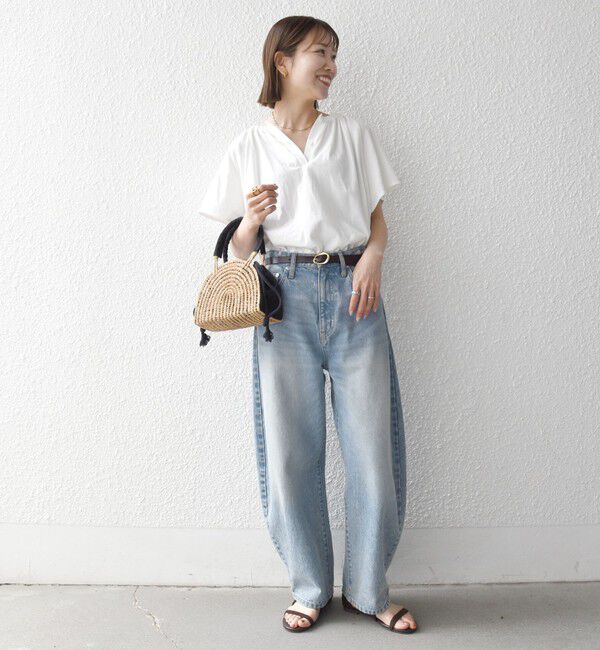 SHIPS any「SHIPS any:〈UVカット/接触冷感/吸水速乾/洗濯機可能〉USAコットン フレア TEE」|Tシャツ・カットソー|