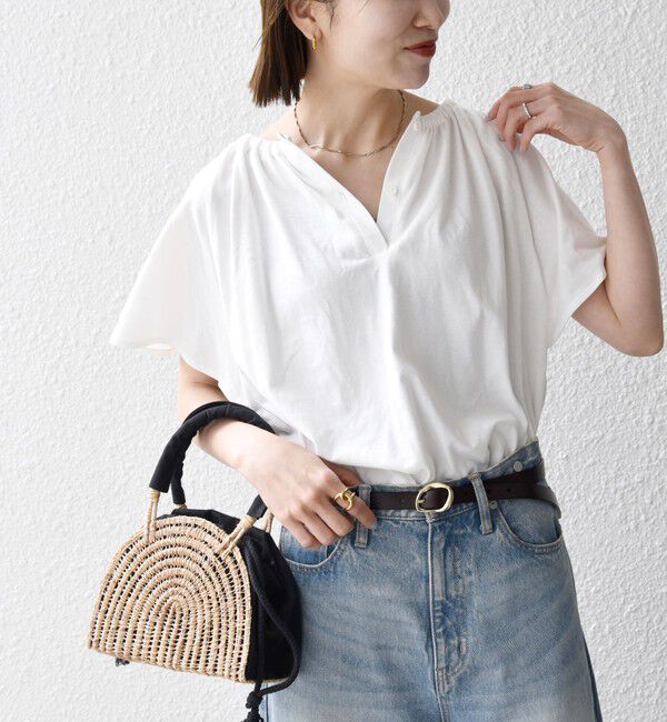 SHIPS any「SHIPS any:〈UVカット/接触冷感/吸水速乾/洗濯機可能〉USAコットン フレア TEE」|Tシャツ・カットソー|