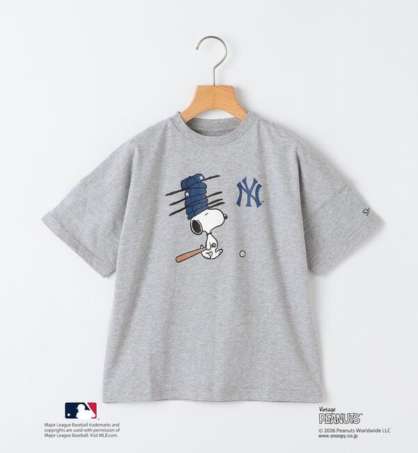 SHIPS KIDS「SHIPS KIDS:130～170cm / PEANUTS&times;MLB プリント Tシャツ」|Tシャツ・カットソー|グレー