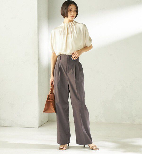 SHIPS for women「【一部WEB限定】〈手洗い可能〉パール モチーフ ネック ギャザー ドルマン ブラウス」|シャツ・ブラウス|
