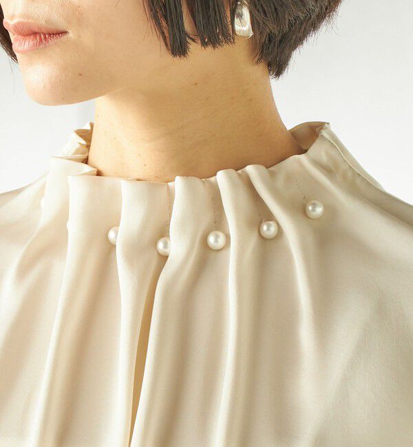 SHIPS for women「【一部WEB限定】〈手洗い可能〉パール モチーフ ネック ギャザー ドルマン ブラウス」|シャツ・ブラウス|
