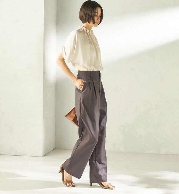 SHIPS for women「【一部WEB限定】〈手洗い可能〉パール モチーフ ネック ギャザー ドルマン ブラウス」|シャツ・ブラウス|