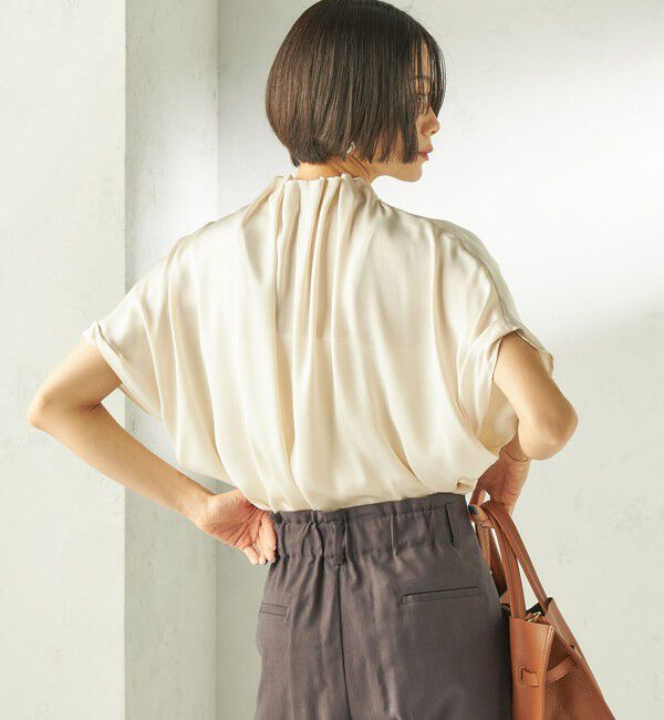 SHIPS for women「【一部WEB限定】〈手洗い可能〉パール モチーフ ネック ギャザー ドルマン ブラウス」|シャツ・ブラウス|