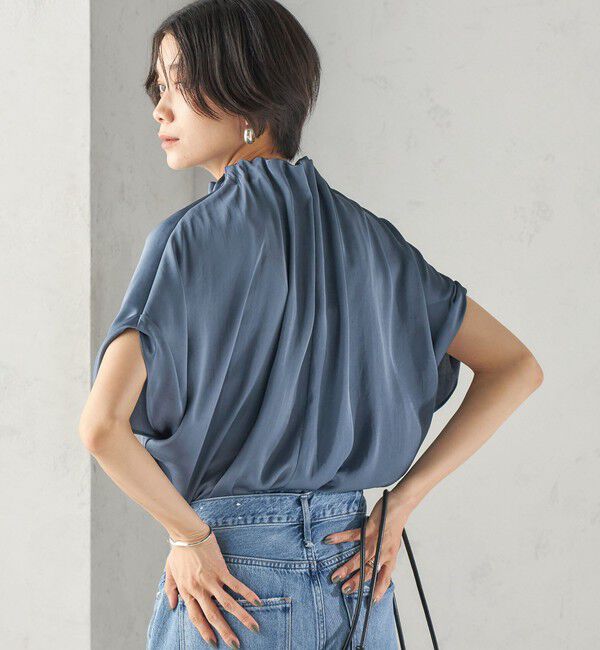SHIPS for women「【一部WEB限定】〈手洗い可能〉パール モチーフ ネック ギャザー ドルマン ブラウス」|シャツ・ブラウス|