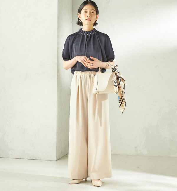 SHIPS for women「【一部WEB限定】〈手洗い可能〉パール モチーフ ネック ギャザー ドルマン ブラウス」|シャツ・ブラウス|