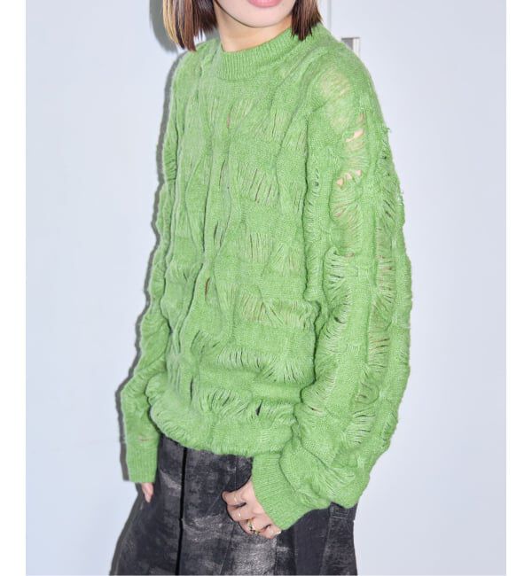  「TAAKK MOHAIR TEXTURED KNIT SWEATER TA26AW-KN044：ニット」|ニット・セーター|グリーン