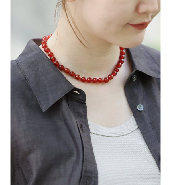 IENA「《追加》EO/イオ ROUND STONE NECKLACE ネックレス BO26SS-56」|ネックレス|レッド
