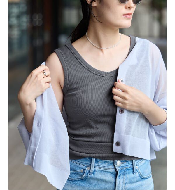 IENA「《追加/UVカット》テレコストレッチフレンチノースリーブ」|Tシャツ・カットソー|