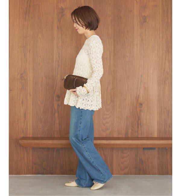 IENA「《WEB限定/追加》Flowerストレッチレース ペプラムプルオーバー」|Tシャツ・カットソー|