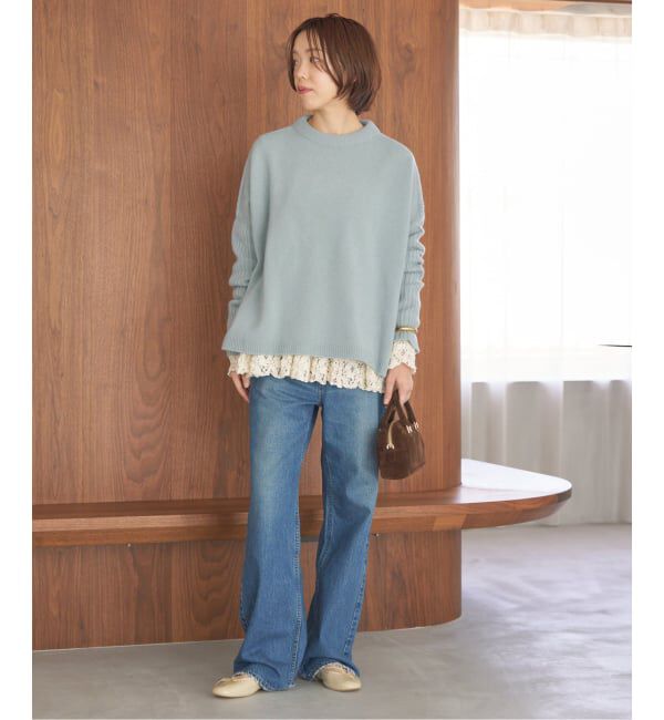 IENA「《WEB限定/追加》Flowerストレッチレース ペプラムプルオーバー」|Tシャツ・カットソー|