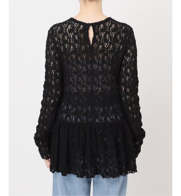 IENA「《WEB限定/追加》Flowerストレッチレース ペプラムプルオーバー」|Tシャツ・カットソー|