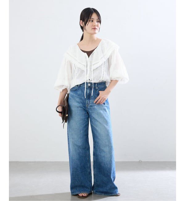 IENA「リネンメッシュ ラッフルブラウス」|シャツ・ブラウス|