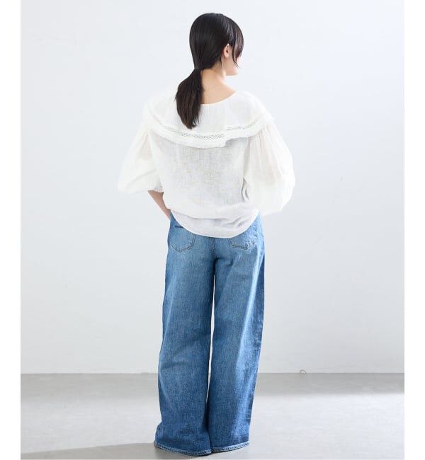 IENA「リネンメッシュ ラッフルブラウス」|シャツ・ブラウス|