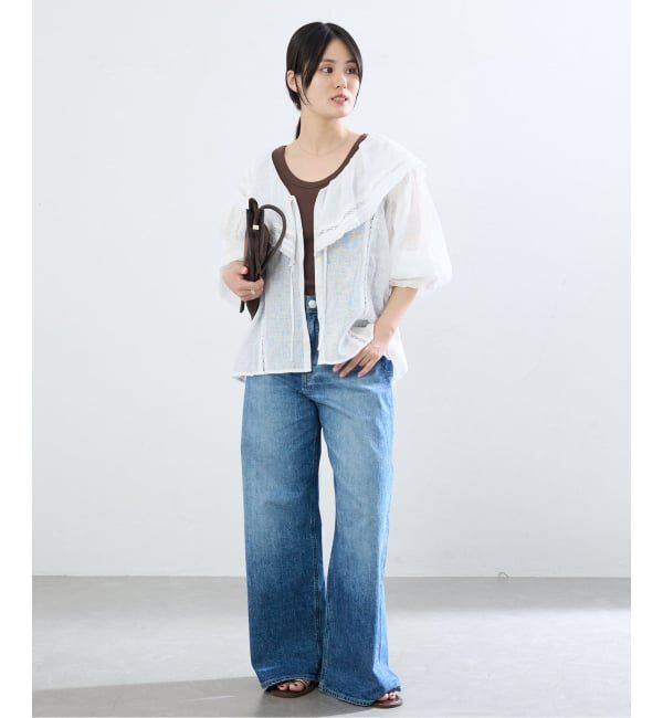 IENA「リネンメッシュ ラッフルブラウス」|シャツ・ブラウス|