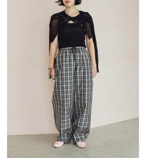 IENA LA BOUCLE「IENA LA BOUCLE ハイカウントチェックタフタパンツ」|その他|