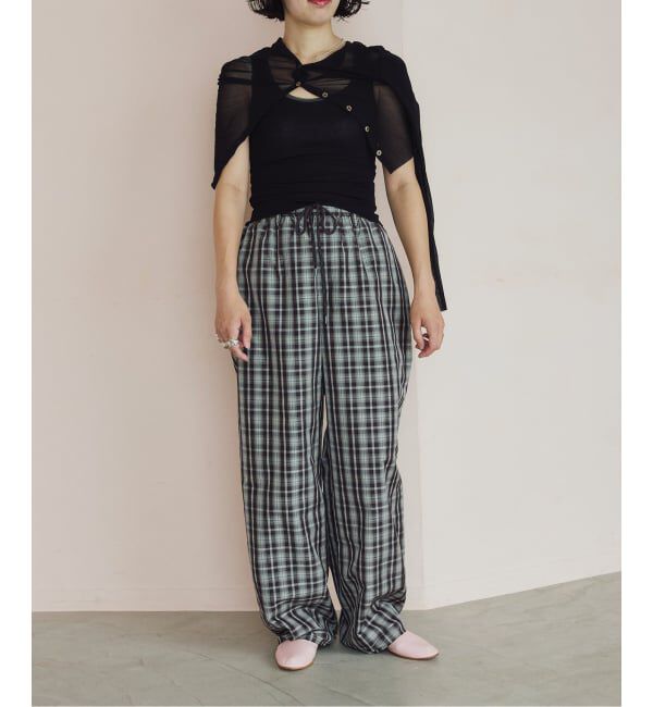 IENA LA BOUCLE「IENA LA BOUCLE ハイカウントチェックタフタパンツ」|その他|