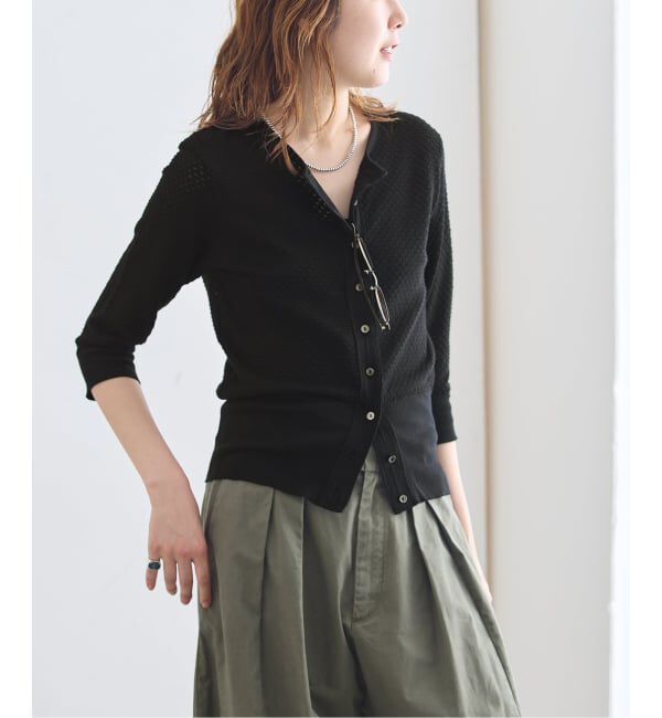 journal standard L'essage「コットンメッシュカーディガン」|カーディガン|ブラック