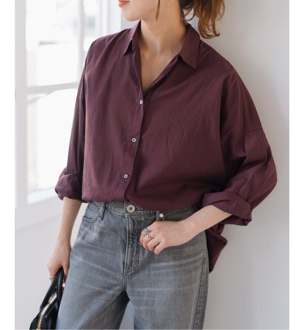 Spick and Span「《追加》ガーメントダイカシュクールシャツ」|シャツ・ブラウス|ボルドー