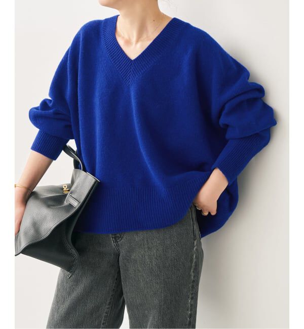 Spick and Span「《予約》クーマラムVネックプルオーバー」|ニット・セーター|ブルー