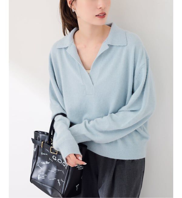 FRAMeWORK「≪洗える / 予約≫FUR YARNスキッパーニット」|ニット・セーター|サックスブルー