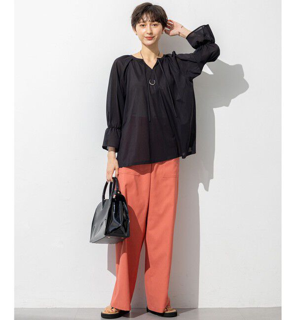 23区「【洗える】クリアトリコットジャージー ギャザーデザイン カットソー」|Tシャツ・カットソー|