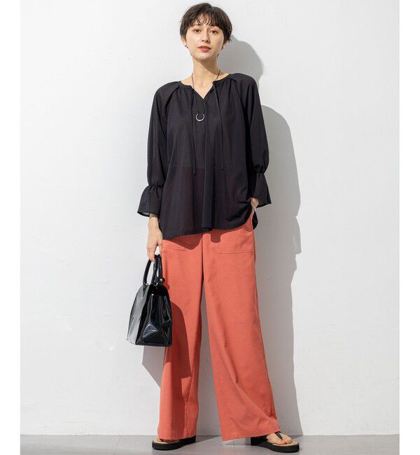 23区「【洗える】クリアトリコットジャージー ギャザーデザイン カットソー」|Tシャツ・カットソー|