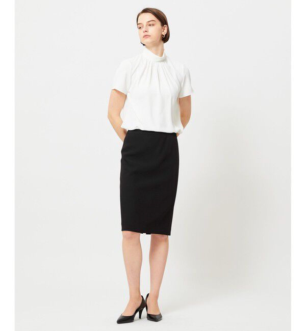 BEIGE,「【L-size・人気シリーズ】EVA / ハイネックハーフスリーブブラウス」|シャツ・ブラウス|