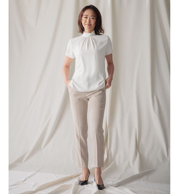 BEIGE,「【L-size・人気シリーズ】EVA / ハイネックハーフスリーブブラウス」|シャツ・ブラウス|