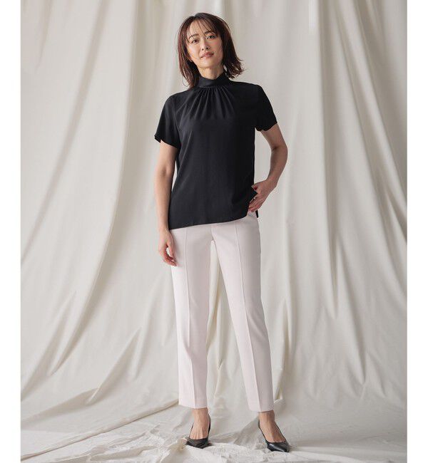 BEIGE,「【L-size・人気シリーズ】EVA / ハイネックハーフスリーブブラウス」|シャツ・ブラウス|