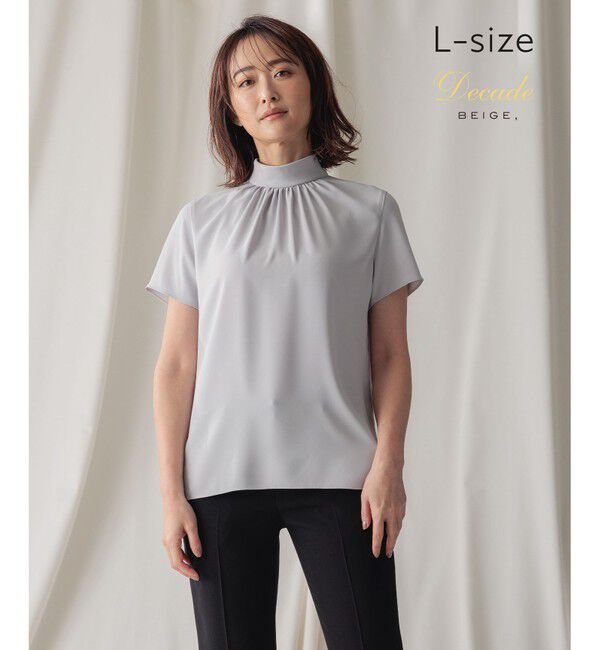 BEIGE,「【L-size・人気シリーズ】EVA / ハイネックハーフスリーブブラウス」|シャツ・ブラウス|Ice Blue