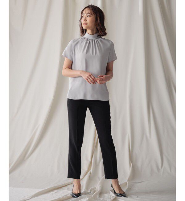 BEIGE,「【L-size・人気シリーズ】EVA / ハイネックハーフスリーブブラウス」|シャツ・ブラウス|