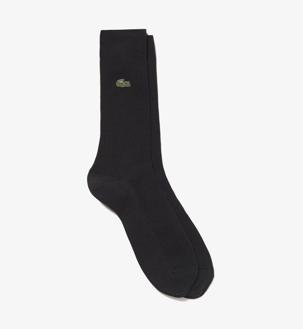 LACOSTE「クロックエンブレム1&times;1リブニットソックス」|ソックス|ブラック