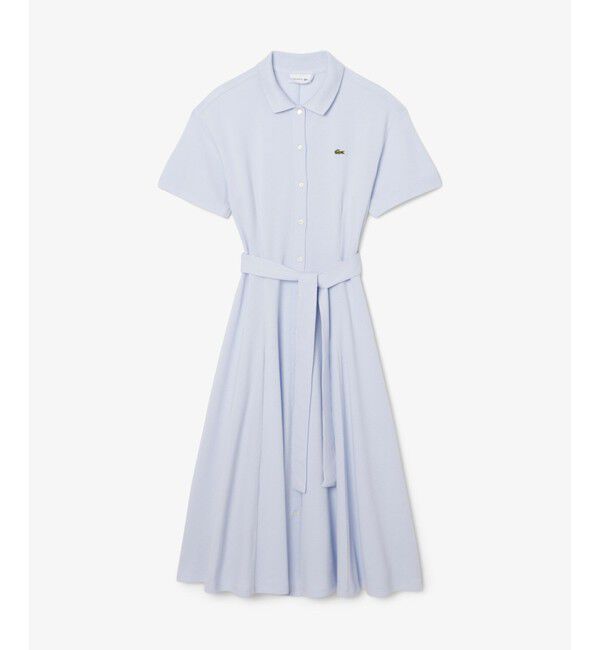 LACOSTE「鹿の子地シャツドレス ドレープフレアワンピース」|ワンピース|アクア