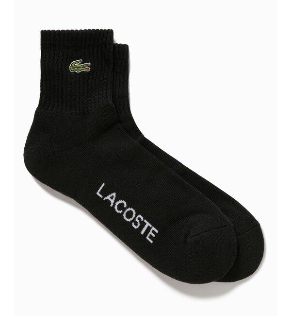 LACOSTE「ワンポイント ワニロゴパッチリブソックス 25-27cm」|ソックス|ブラック