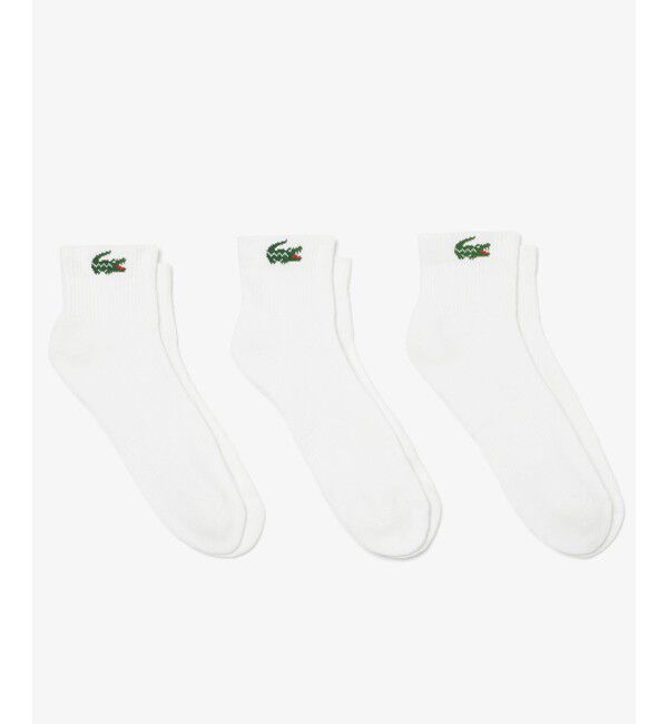 LACOSTE「ワニロゴジャカード アンクルソックス3足セット 底パイル仕立て」|ソックス|