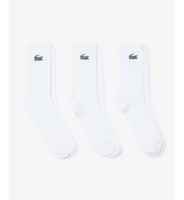LACOSTE「ワニロゴジャカード スポーツソックス3足セット 底パイル仕立て」|ソックス|ホワイト