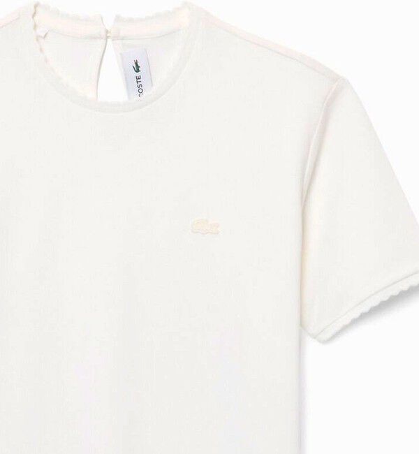 LACOSTE「飾り切りネックワントーンTシャツ」|Tシャツ・カットソー|オフホワイト