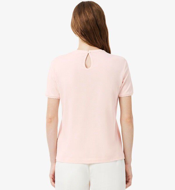 LACOSTE「飾り切りネックワントーンTシャツ」|Tシャツ・カットソー|