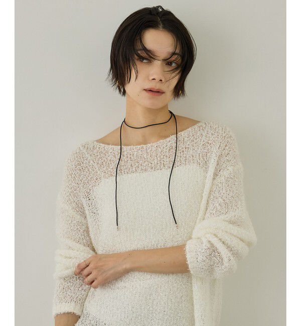 SALON adam et rope'「【WEB限定】モヘア混テープヤーンボートネックプルオーバー」|Tシャツ・カットソー|オフホワイト(15)
