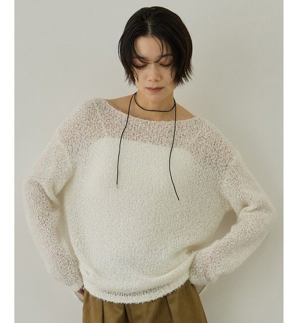 SALON adam et rope'「【WEB限定】モヘア混テープヤーンボートネックプルオーバー」|Tシャツ・カットソー|
