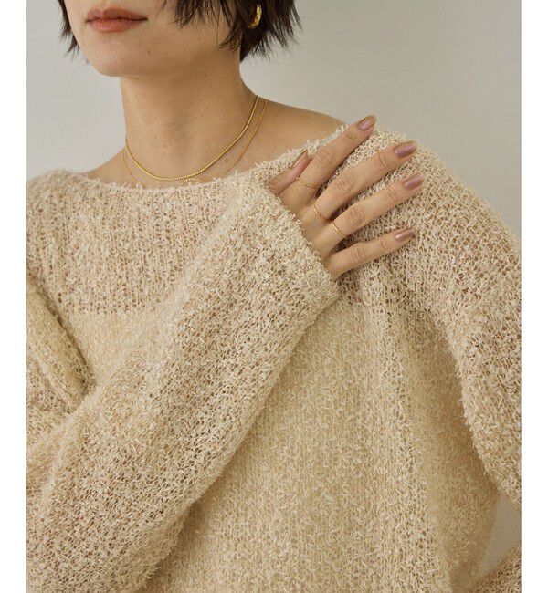 SALON adam et rope'「【WEB限定】モヘア混テープヤーンボートネックプルオーバー」|Tシャツ・カットソー|