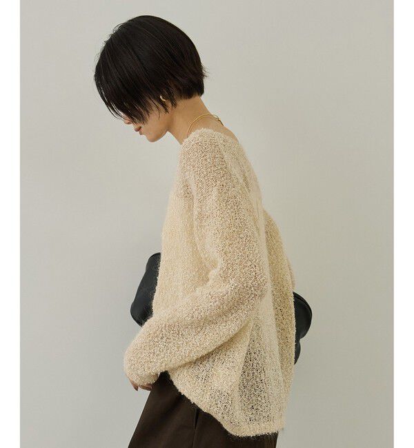 SALON adam et rope'「【WEB限定】モヘア混テープヤーンボートネックプルオーバー」|Tシャツ・カットソー|