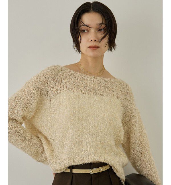 SALON adam et rope'「【WEB限定】モヘア混テープヤーンボートネックプルオーバー」|Tシャツ・カットソー|
