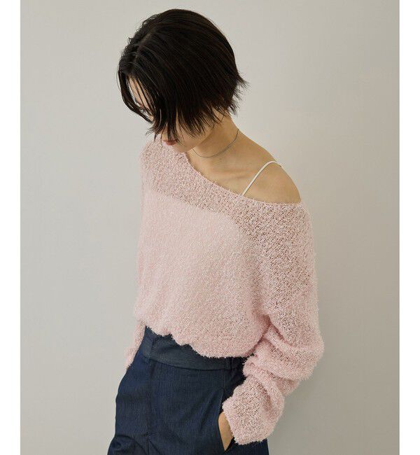 SALON adam et rope'「【WEB限定】モヘア混テープヤーンボートネックプルオーバー」|Tシャツ・カットソー|