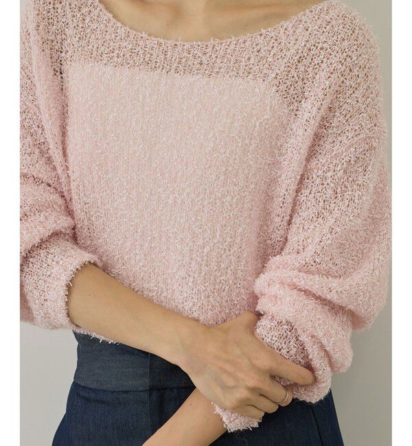 SALON adam et rope'「【WEB限定】モヘア混テープヤーンボートネックプルオーバー」|Tシャツ・カットソー|